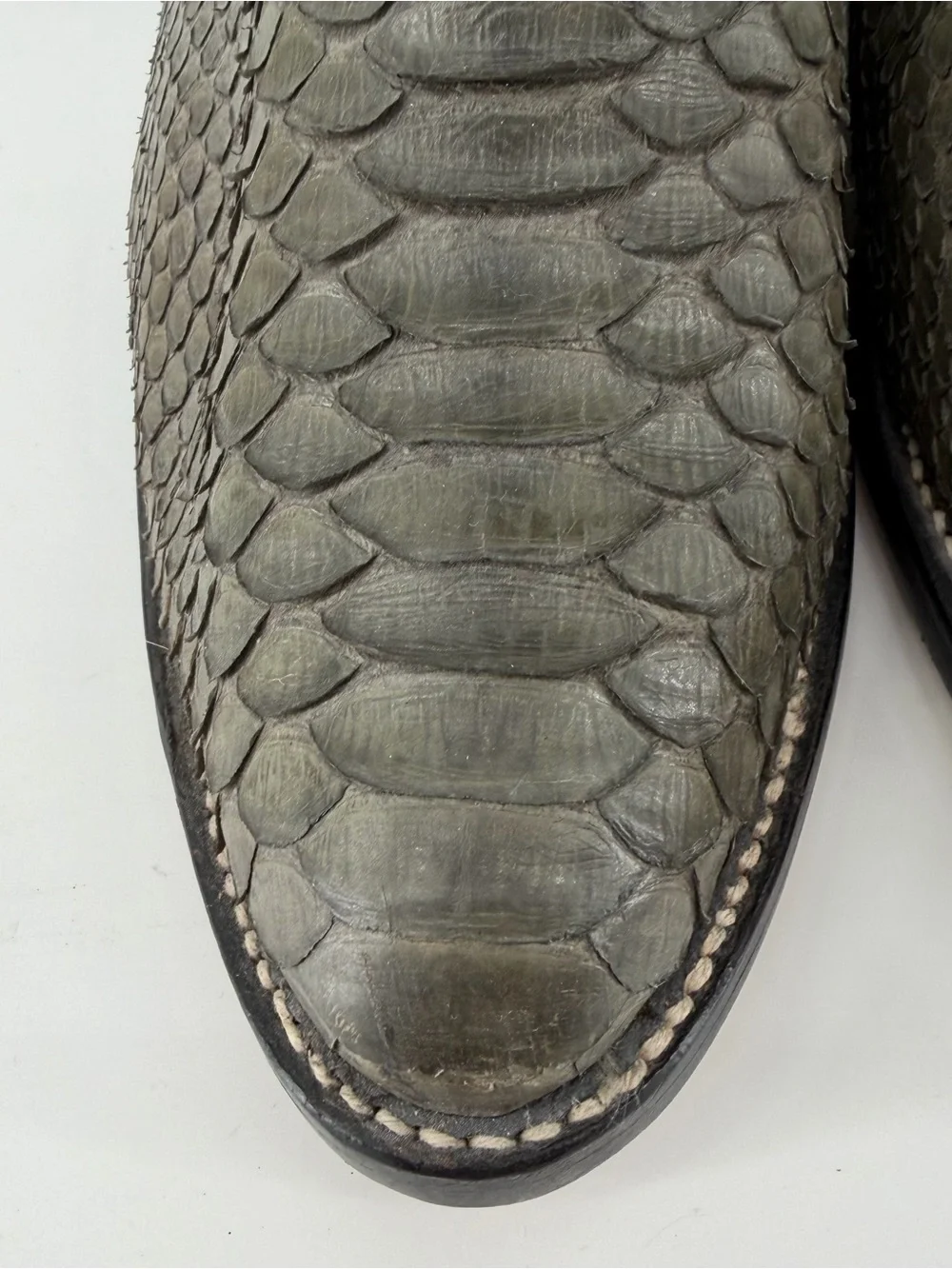 Vintage Nocona Men 10.5 D Grey Python Snakeskin Cowboy Boots USA Made Style 4130